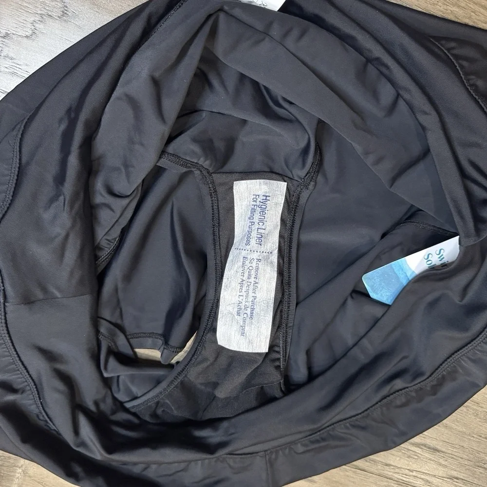 NWT Swim Solutions Swimsuit Shorts Bottoms Plus Size 18W Black‎  Built in Briefs - Picture 9 of 9